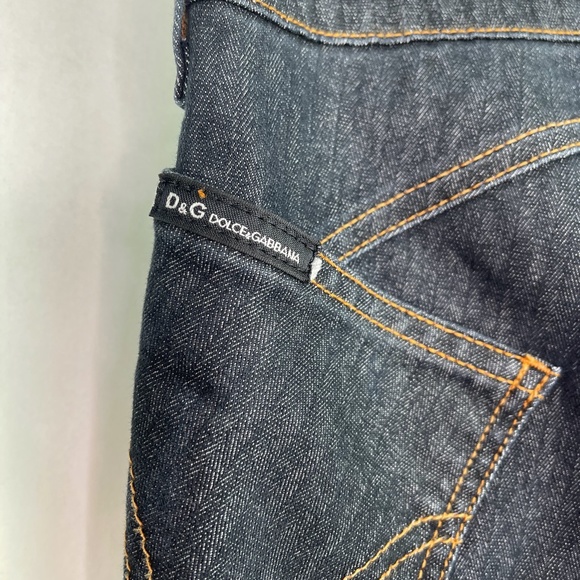 Dolce & Gabbana D&G Pinstripe Dark Wash Straight Leg Jeans Women's Sz 28 42